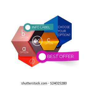 Abstract infographic geometric templates. Vector layouts with options and text for business background - numbered banners - business lines - graphic website