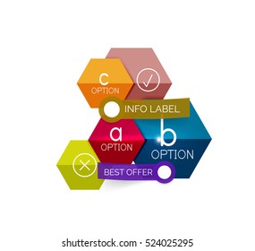 Abstract infographic geometric templates. Vector layouts with options and text for business background - numbered banners - business lines - graphic website