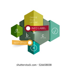 Abstract infographic geometric templates. Vector layouts with options and text for business background - numbered banners - business lines - graphic website
