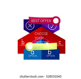 Abstract infographic geometric templates. Vector layouts with options and text for business background - numbered banners - business lines - graphic website