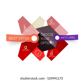 Abstract infographic geometric templates. Vector layouts with options and text for business background - numbered banners - business lines - graphic website