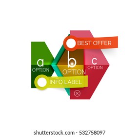 Abstract infographic geometric templates. Vector layouts with options and text for business background - numbered banners - business lines - graphic website