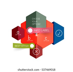 Resumen de plantillas geométricas infográficas. Diseños vectoriales con opciones y texto para el fondo de la empresa - banners numerados - líneas de negocio - sitio web gráfico