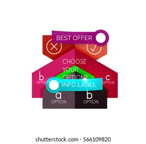 Abstract infographic geometric templates. Vector layouts with options and text for business background - numbered banners - business lines - graphic website
