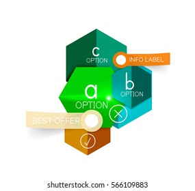 Abstract infographic geometric templates. Vector layouts with options and text for business background - numbered banners - business lines - graphic website