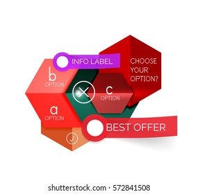 Abstract infographic geometric templates. Vector layouts with options and text for business background - numbered banners - business lines - graphic website