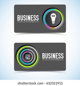 Abstract infographic horizontal banners with gray circles colorful edging bulb icon and percentage isolated vector illustration