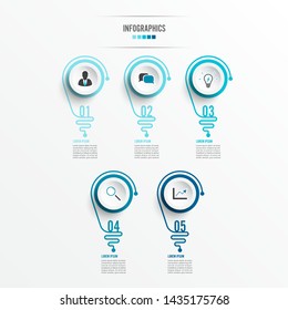 Abstract infographic with light bulb. Infographics for business presentations or information banner 5 options.