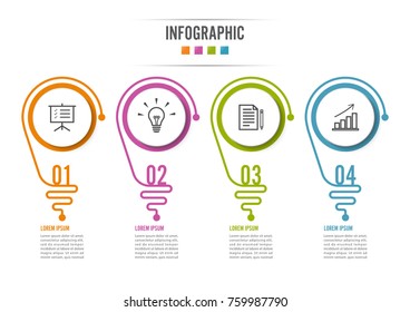 Abstract infographic with light bulb. Infographics for business presentations or information banner 4 options.