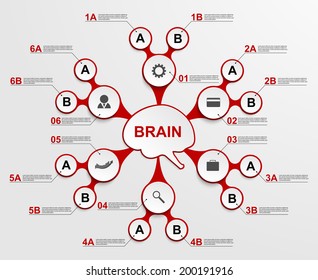 Abstract infographic as metabolic forms in the center of the brain. Design elements.