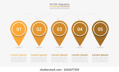 Abstract infographic milestones template with 5 steps for success. Business slide with five options for brochure, diagram, workflow, timeline, web design.