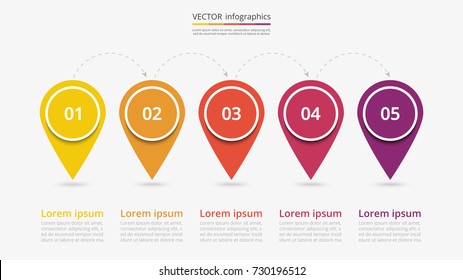 Abstract infographic milestones template with 5 steps for success. Business slide with five options for brochure, diagram, workflow, timeline, web design.