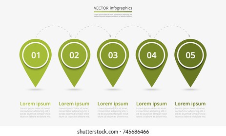 Abstract infographic milestones template with 5 steps for success. Business slide with five options for brochure, diagram, workflow, timeline, web design.