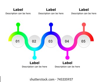 Abstract infographic number with 5 options template. Vector illustration. Can be used for workflow layout, diagram, business step, banner, web design with the standard resolution of  1024x768 pixels