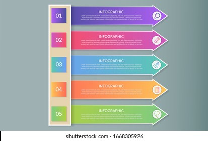 Abstract infographic number option template. Vector illustration. Can be used for workflow layouts, diagrams, business step options, banners, web design, 5 steps
