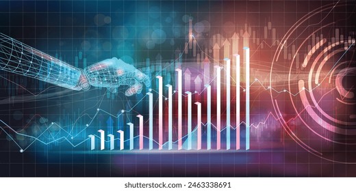 Abstract infographic on the topic of progress in the development of financial indicators in business