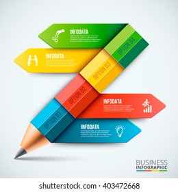 Abstract infographic pencil template. Can be used for education infographic, banner, diagram, step up options.