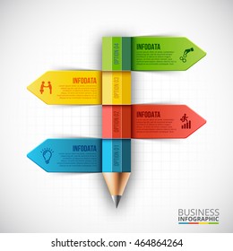 Abstract infographic pencil template. Can be used for education infographic, banner, diagram, step up options.