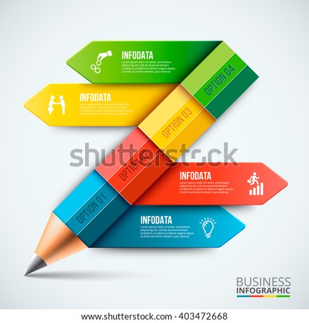 Abstract infographic pencil template. Can be used for education infographic, banner, diagram, step up options.