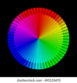 Abstract infographic rainbow sectors 3d circle wheel shape 60 options chart black background  RGB EPS 10 vector illustration