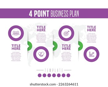 Abstract infographic showing the 4 point process of a business plan timeline For presentations and posters. Vector illustration.