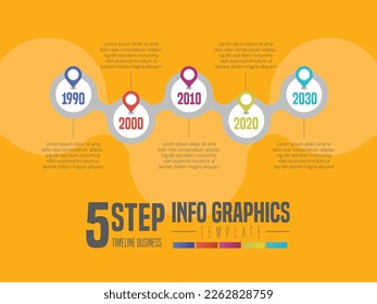 Abstract infographic showing the 5 step process of a business plan timeline For presentations and posters. Vector illustration.