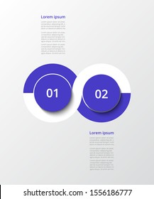 Abstract infographic template with 2 steps for success. Business template with two options for presentation, brochure, diagram, workflow, web design, training.