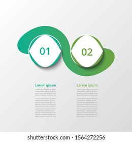 Abstract infographic template with 2 steps for success. Business template with two options for presentation, brochure, diagram, workflow, web design, training.