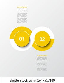 Abstract infographic template with 2 steps for success. Business template with two options for presentation, brochure, diagram, workflow, web design, training.