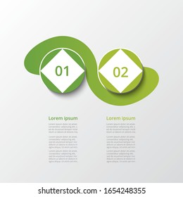 Plantilla infográfica abstracta con 2 pasos para el éxito. Plantilla de negocio con dos opciones para presentación, folleto, diagrama, flujo de trabajo, diseño web, formación.