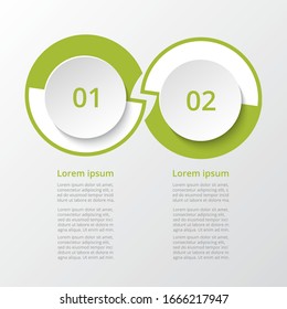 Abstract infographic template with 2 steps for success. Business template with two options for presentation, brochure, diagram, workflow, web design, training.