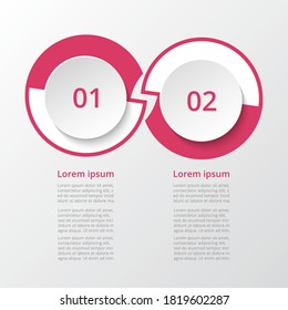 Plantilla infográfica abstracta con 2 pasos para el éxito. Plantilla de negocio con dos opciones de presentación, folleto, diagrama, flujo de trabajo, diseño web, formación.