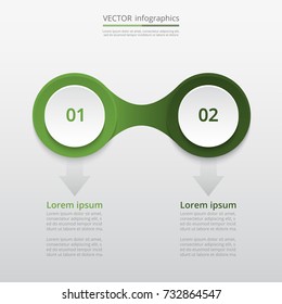 Abstract infographic template with 2 steps for success. Business circle template with two options for brochure, diagram, workflow, timeline, web design.