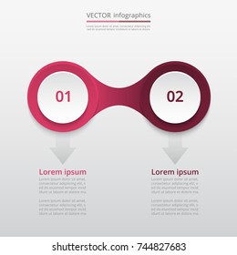 Abstract infographic template with 2 steps for success. Business circle template with two options for brochure, diagram, workflow, timeline, web design.