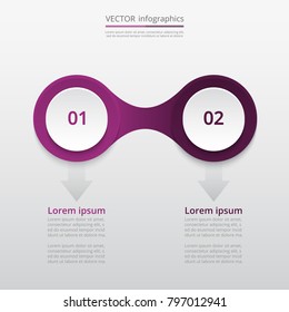 Abstract Infographic Template With 2 Steps For Success. Business Circle Template With Two Options For Brochure, Diagram, Workflow, Timeline, Web Design.