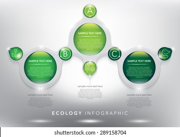 Abstract infographic template for 3 options with realistic transparent glass shine and shadow on the white background. Can be used for ecology, environment concept. Vector illustration. Eps10.