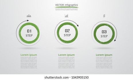 Abstract infographic template with 3 steps for success. Business circle slide with three options for brochure, diagram, workflow, timeline, web design.