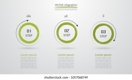 Abstract infographic template with 3 steps for success. Business template with three options for presentation, brochure, diagram, workflow, web design, training.