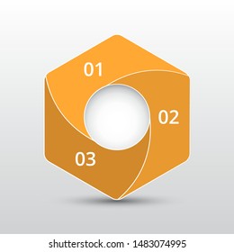 Abstract infographic template with 3 steps for success. Business template with three options for presentation, brochure, diagram, workflow, web design, training.