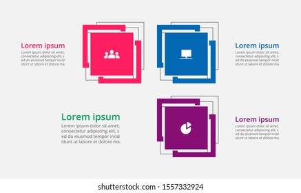 Abstract infographic template with 3 steps for success. Business template with three options for brochure, diagram, workflow, web design.