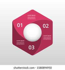 Abstract infographic template with 3 steps for success. Business template with three options for presentation, brochure, diagram, workflow, web design, training.