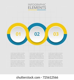Abstract infographic template with 3 steps for success. Business circle template with three options for presentation, brochure, diagram, workflow, timeline, web design, training.