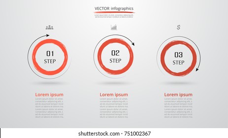 Abstract infographic template with 3 steps for success. Business circle slide with three options for brochure, diagram, workflow, timeline, web design.