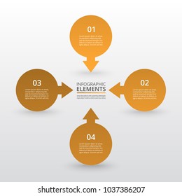 Abstract infographic template with 4 steps for success. Business circle template with four options for brochure, diagram, workflow, timeline, web design.