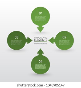 Abstract infographic template with 4 steps for success. Business circle template with four options for brochure, diagram, workflow, timeline, web design.