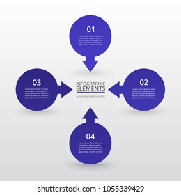 Abstract infographic template with 4 steps for success. Business circle template with four options for brochure, diagram, workflow, timeline, web design.