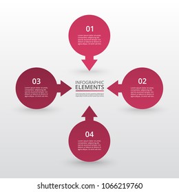 Abstract infographic template with 4 steps for success. Business circle template with four options for brochure, diagram, workflow, web design.
