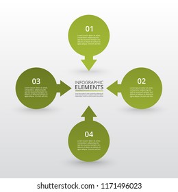Abstract infographic template with 4 steps for success. Business circle template with six options for brochure, diagram, workflow, web design.