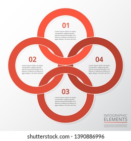 Abstract infographic template with 4 steps for success. Business circle template with four options for brochure, diagram, workflow, timeline, web design.