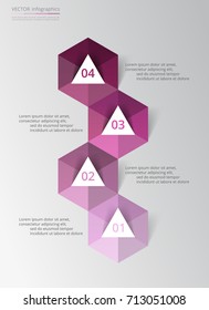 Abstract infographic template with 4 steps for success. Business timeline template with four options for brochure, diagram, workflow, presentation, web design, training. Vertical version.